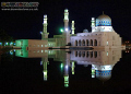   Reflections Religion Likas Bay Mosque Sabah Borneo still night. Nikon D2x 16mm lens night  